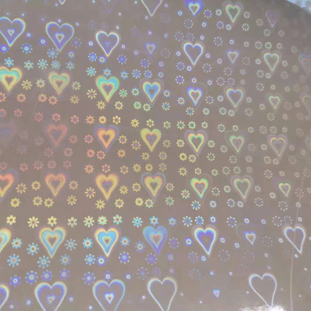 
self adhesive vinyl sticker holographic heart laminate sheets cold lamination film 
