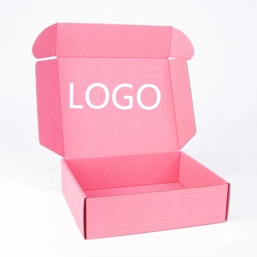 Custom Logo Pink Shipping Boxes for Small Business Small Corrugated Mailer Cardboard Boxes for Packaging Gift Boxes