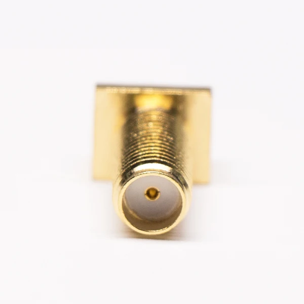 SMA Right Angle Male Coaxial Connector for Panel Mount Four Hole Flange 50 Ohm