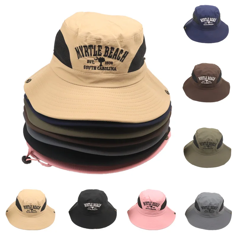 Wholesale embroidery fishing hat unisex breathable adult customized fishing hat customized logo bucket hat