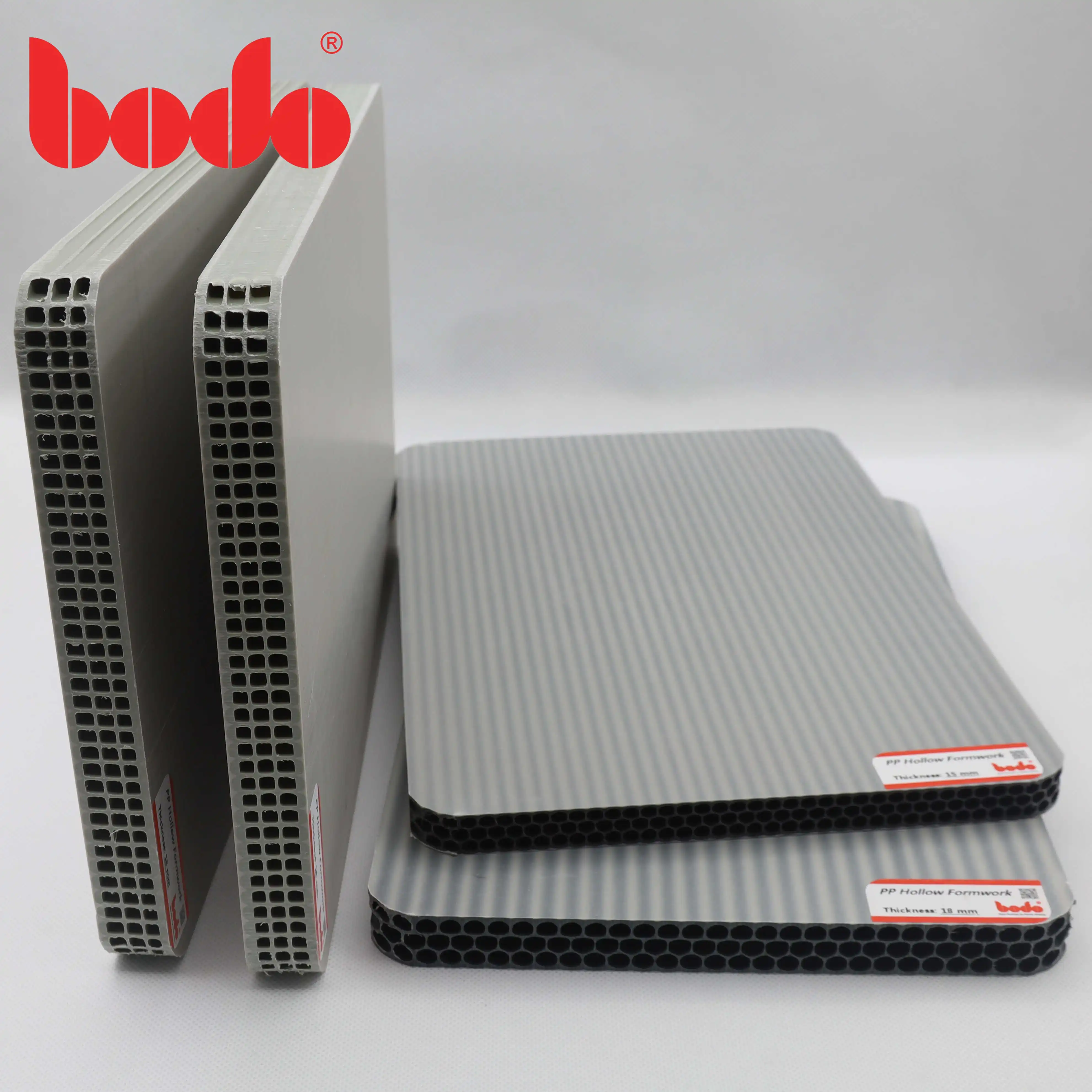 Grey 12-18mm hollow PP formwork sheet 1220x2440mm for engineering construction and decoration