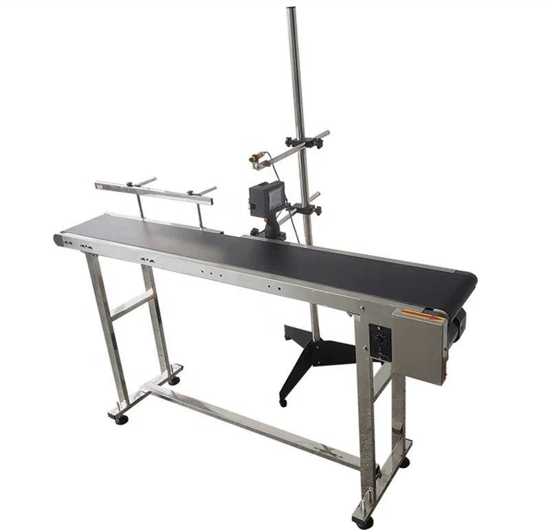 YTK brand batch lot expiry date code inkjet printing machine automatic digital inkjet printer with conveyor for plastic bottles