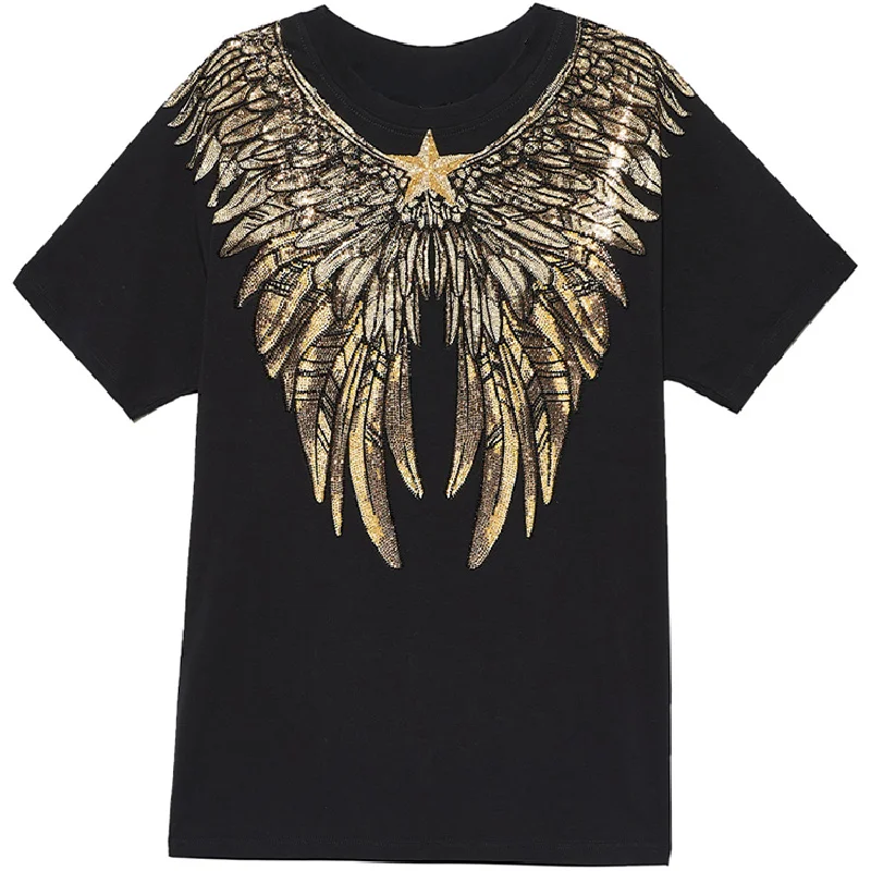 fashion wing printing tshirt for men luxury black t shirt