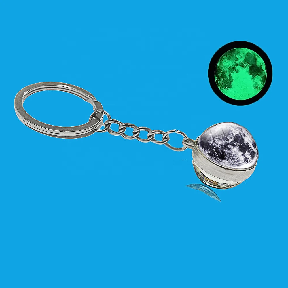 Luminous Universe Solar System Earth Pendant Double-Sided Glass Ball Keychain Custom Print Souvenir Gift