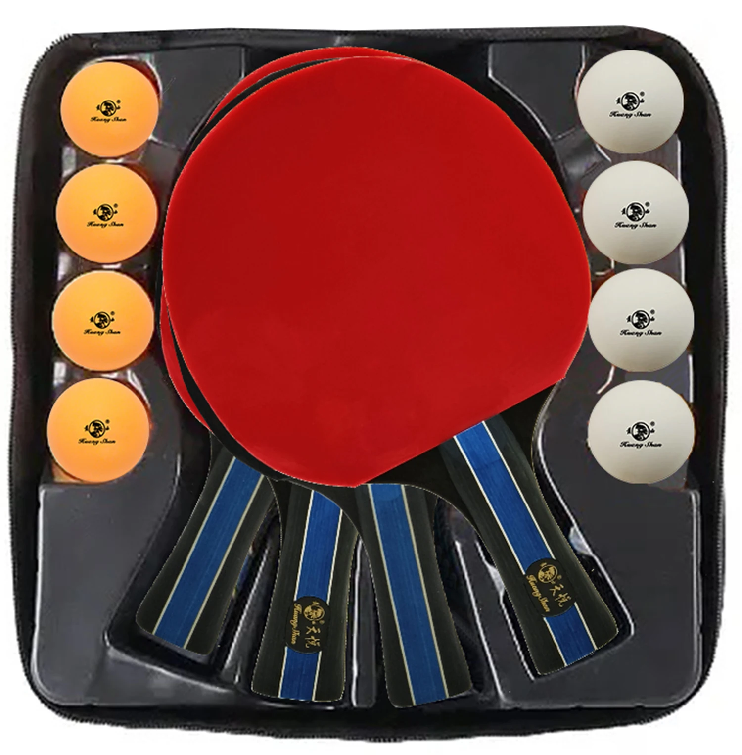 4 Player Pro Premium table tennis Set of 4 bats 8 Balls with 1 Portable case Bag pingpong paddle table tennis racket