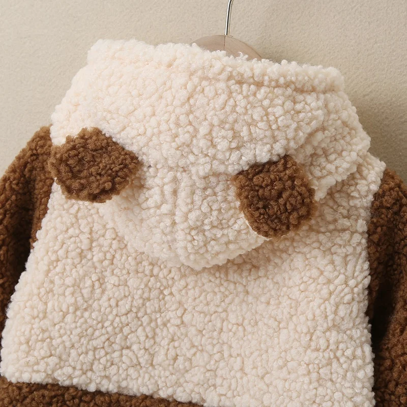 
New Toddler Girl Winter Clothes Cute Patchwork Long Sleeve Hoodies Single Breast Baby Coats Baby Boy Clothes Kids Clothing 0-24M 