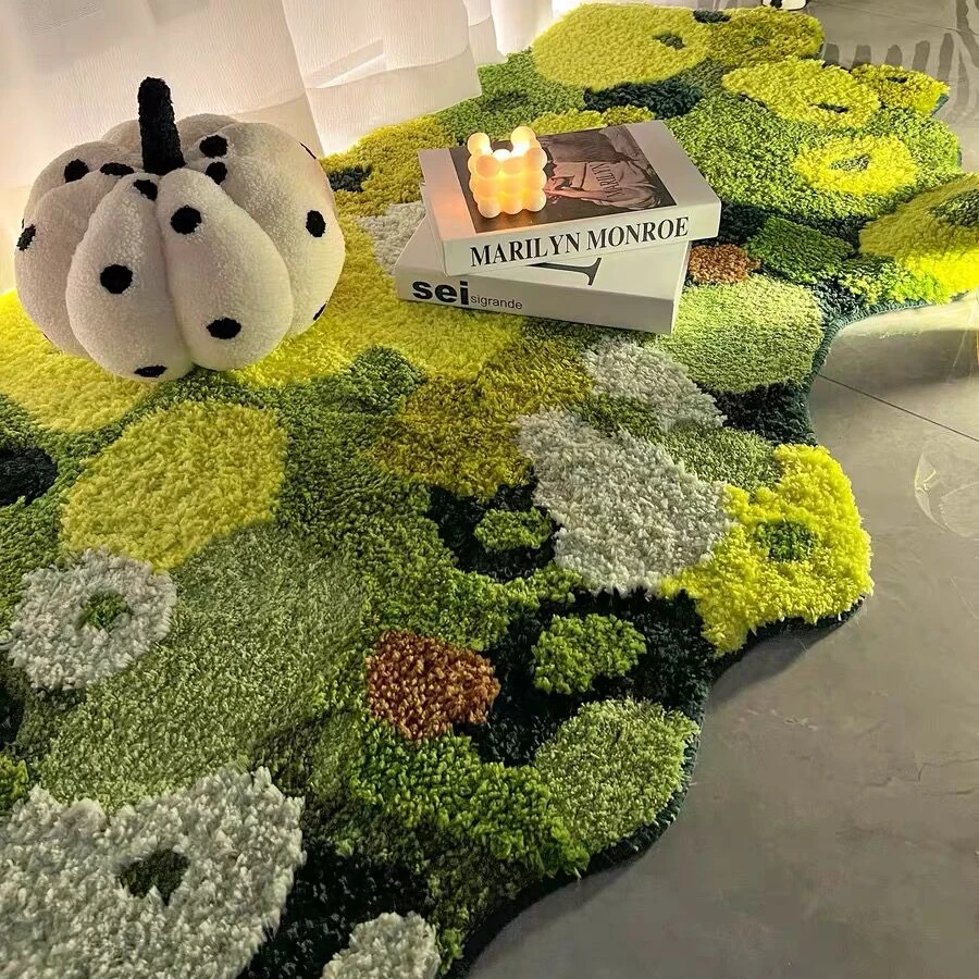 Handmade Custom Hand Tufted Wool Rug Mat Luxury Forest Green Moss Area Rugs