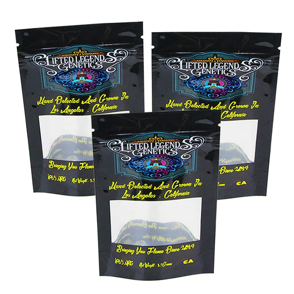 Custom Logo Printed resealable zipper cookie mylar bags 3.5 Gram Edible Mylar Bags for Food Storage