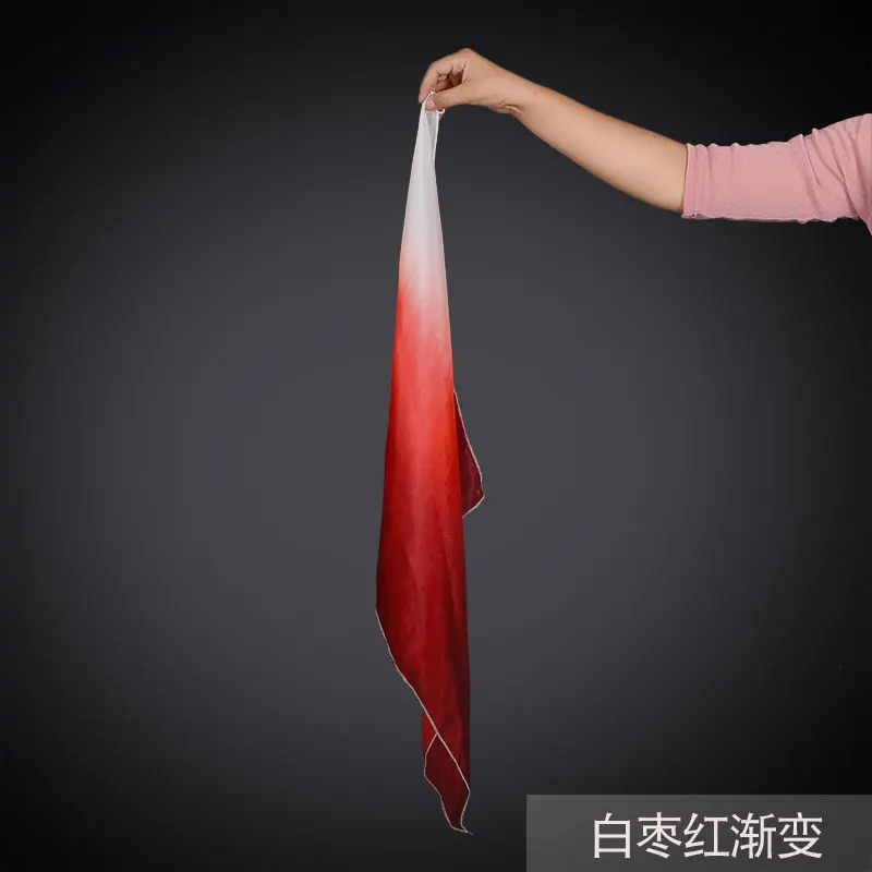 86cm(34 Inch) Chinese Folk Dance Fan Veils White Burgundy Extra Long Flowy Silk Veil One Pair New Year Event Folk Yangko Costume