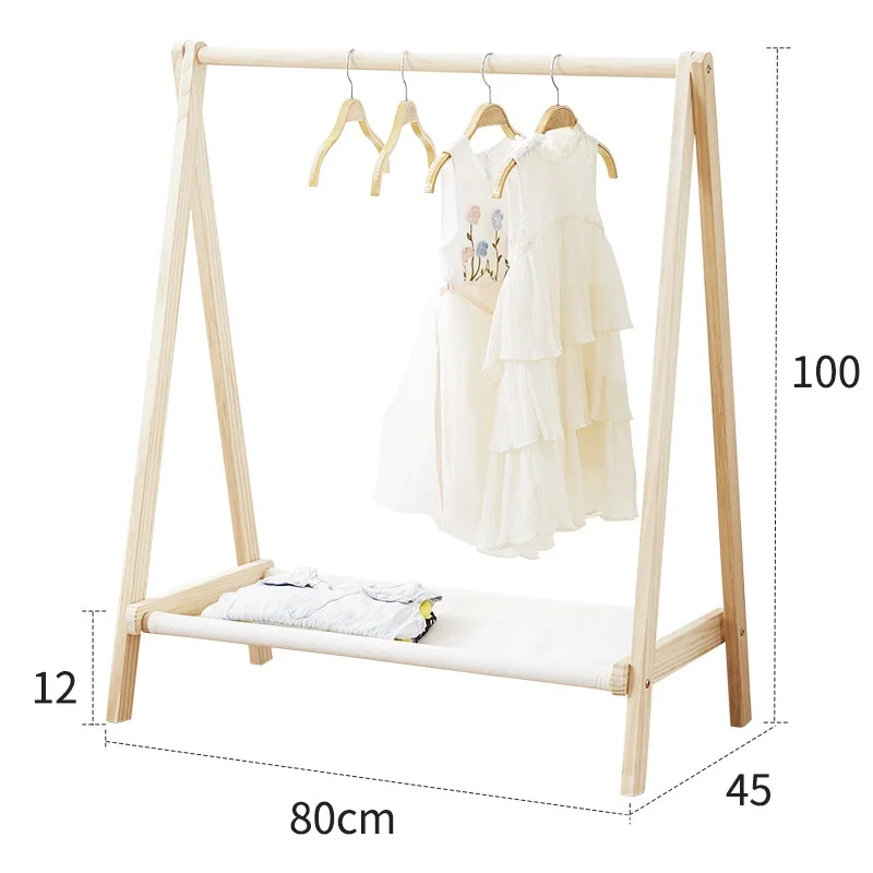 Wooden Kids Clothing Rack with Cloth Storage Shelf Garment Rack for Pets Dolls Baby Hanger Rack Clothes Organizer Storage
