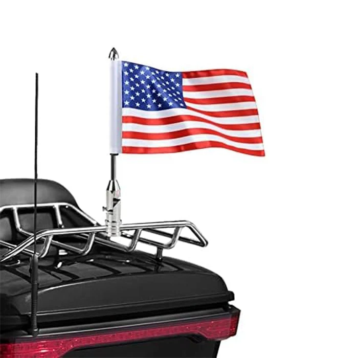 2023 New Product High Quality Rack Luggage Vertical Chrome Pole Mast Kit Fit Thin Motorcycle Flag For Universal Motorcycle Bike