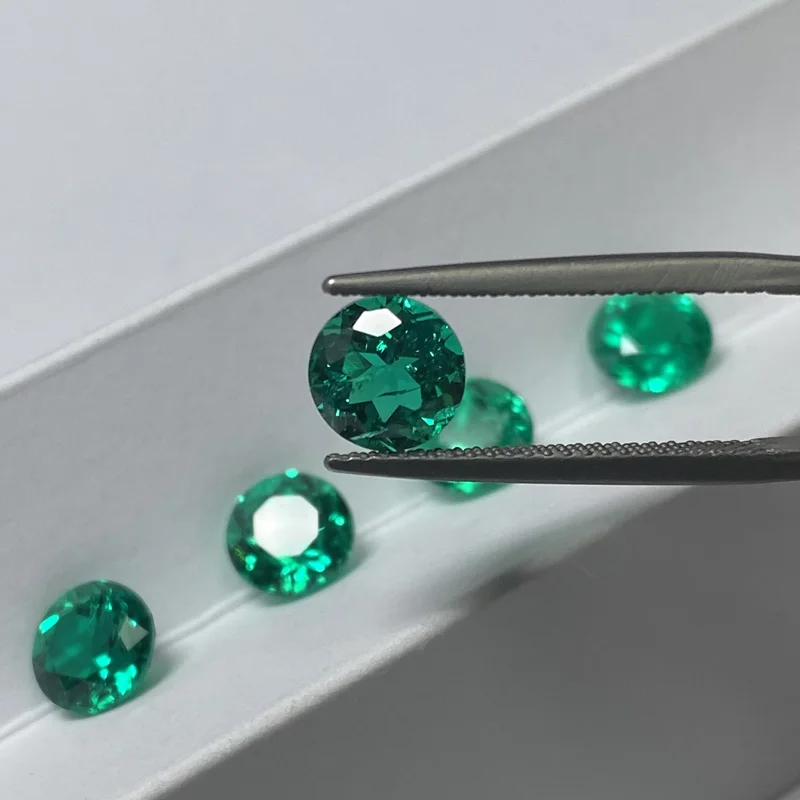 Wuzhou Manufacturer Loose Lab Emerald Stones AGL GRC Certificate Natural Round Shape Lab Grown Colombian Emerald