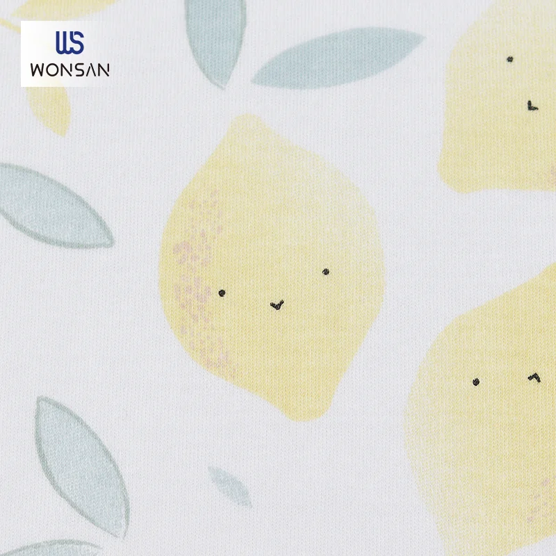 1MOQ Stock 100%Cotton For Baby T-shirt Clothing Material Double Sided Children Fruit Printed Interlock Fabric Tissu Customizable