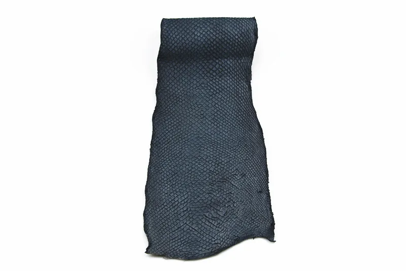 Black  matte finish soft salmon fish skin leather