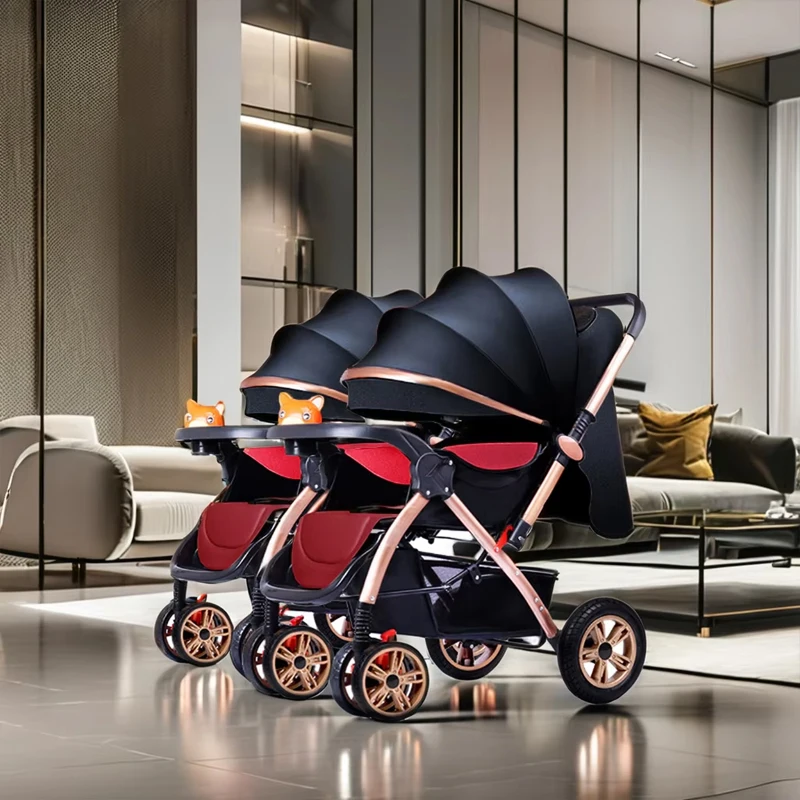 SeaMind 3-in-1 Baby Stroller Four-Wheel Portable Buggy with Alloy and Plastic Frame Four-Wheel Design