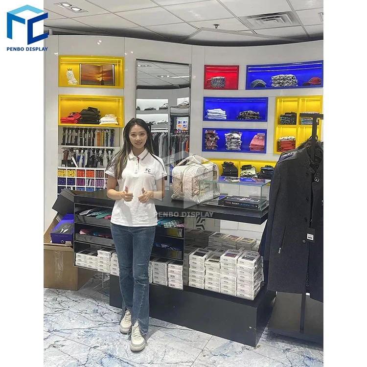 Modern Clothes Store Display Cabinet Luxury Garment Store Display Stand Men Clothes Shop Furniture Clothing Shop Design