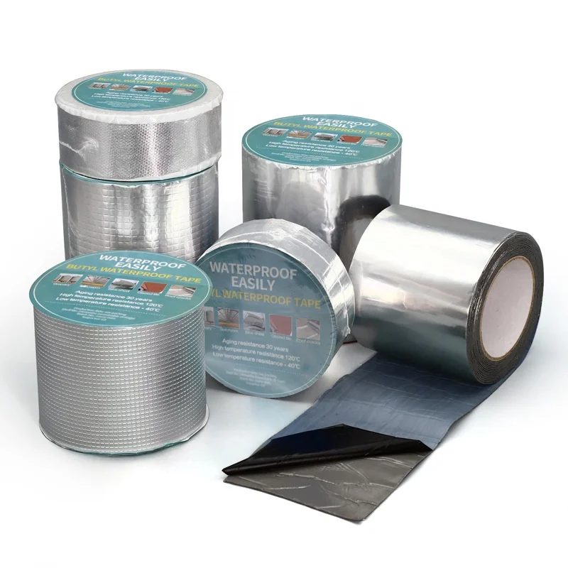 Custom logo roof leakage waterproofing aluminum foil butyl rubber tape self adhesive