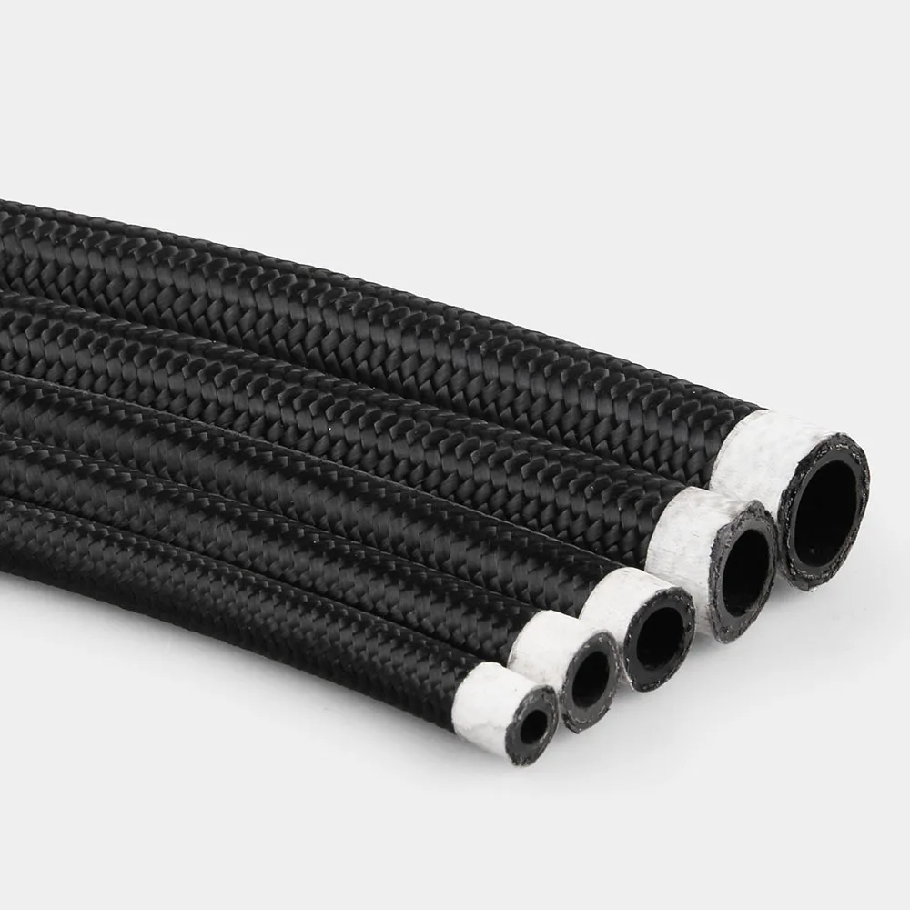 An4 An6 An8 An10 An12 An16 Ss Braided Oil Cooler Hose Black Nylon Outside Rubber Fuel Pipe For Car