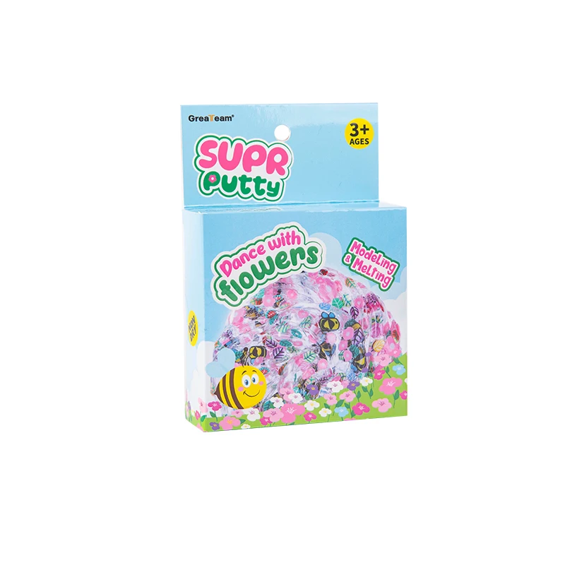 Sea of flowers series thinking putty filled with leaves and butterflies spur putty slime manufactory