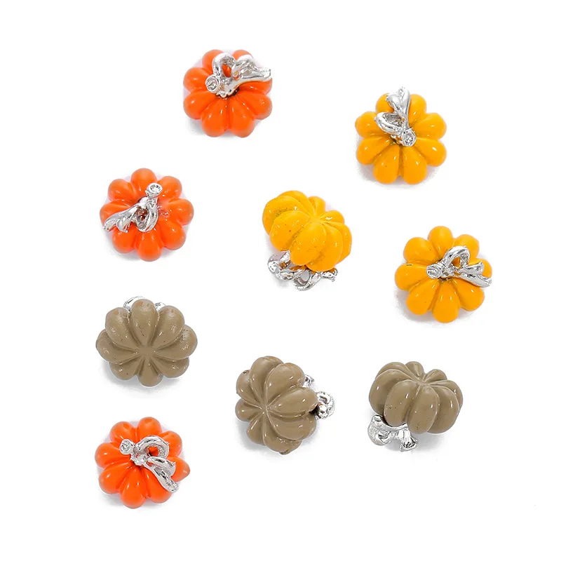 Halloween Jewelry Paint Pumpkin Charms Food Metal Pendant Earring DIY Fashion Jewelry Accessories 10*11MM W54