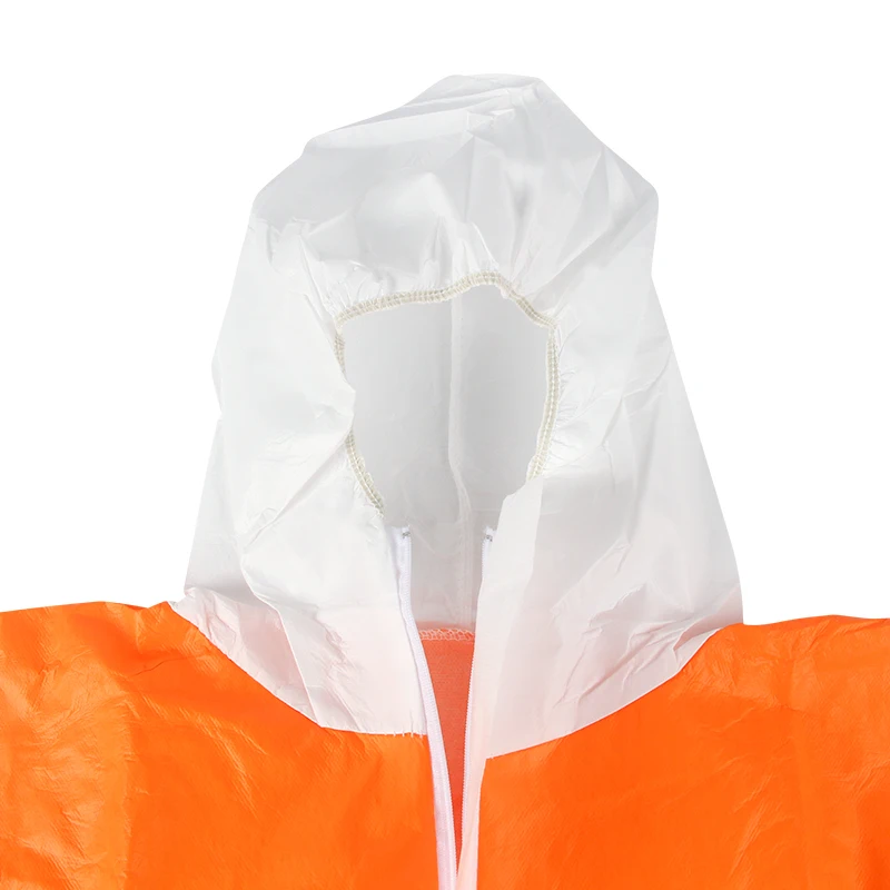 WLO3002HV Disposable coverall TYPE 5/6 microporous coverall with reflective tape orange/white coverall