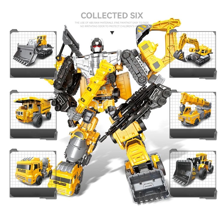 Hot Sale Transforming Vehicle Construction Truck Car Actions Toys Transform Robot Toy