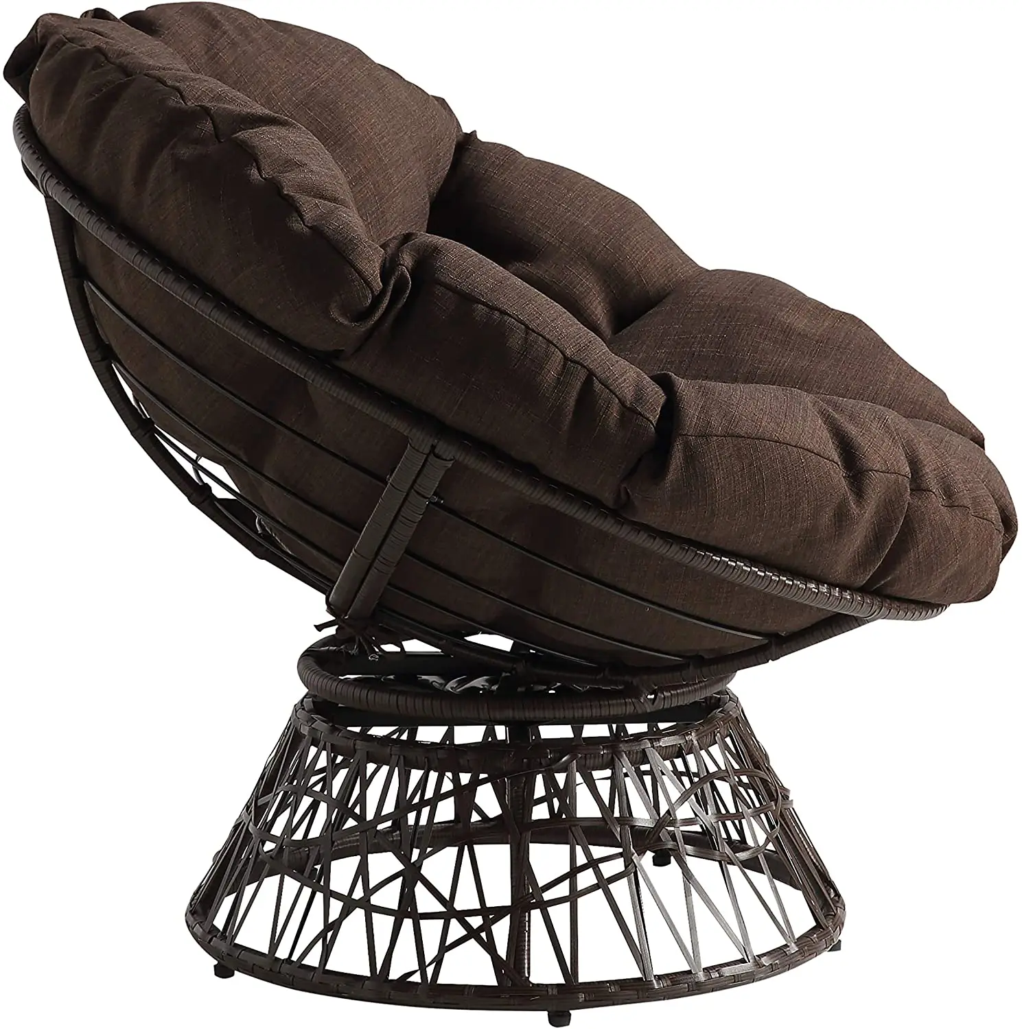 Outdoor Modern Wicker 360 Degree Metal Frame With Cushion Rattabn Swivel Chairs Outdoor Lounge
