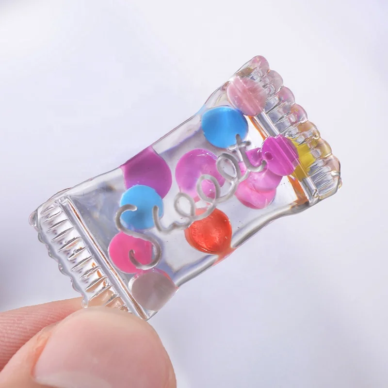 
Cute Resin Transparent Candy Flat Back Cabochon Sweet Sugar Style for DIY Phone Case Ornament Decoration 