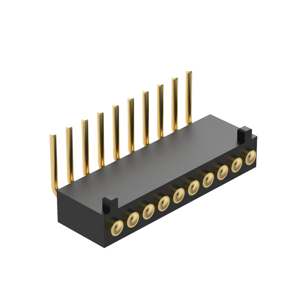 Denentech Concave Bottom Type 1.27mm Pitch Single Row H4.0mm DIP with Location Female Pogo Pin Connector