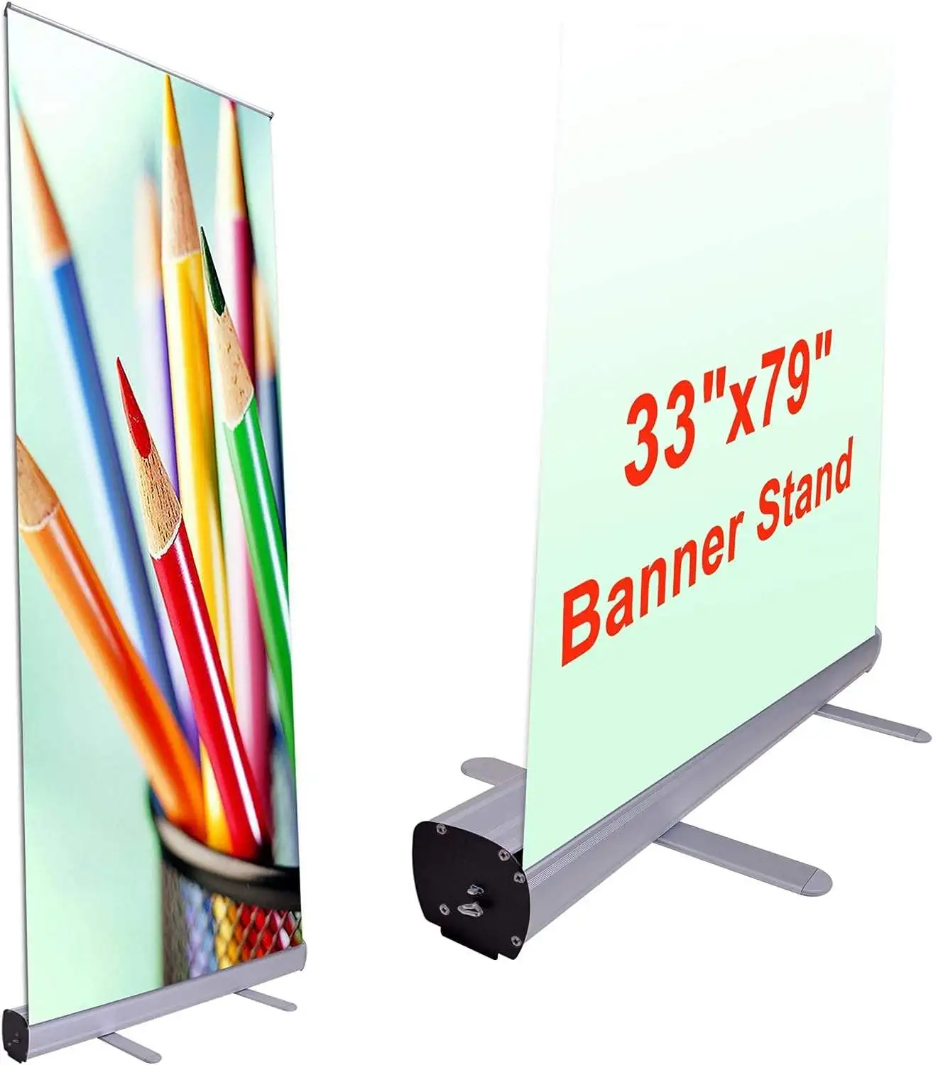 HLY Portable Roll Up Banner Stand Roller Banner With Poster Prints Exhibit Display For Outdoor