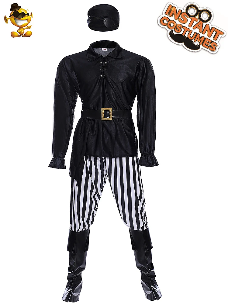 Черный крутой пиратский костюм для вечеринки на Хэллоуин, костюм для ролевых игр, костюм пирата для мальчиков