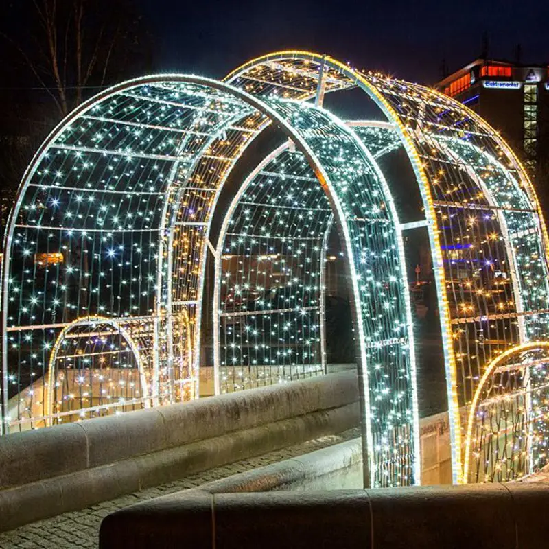 New Design Tunnel Wedding Backdrop Christmas Event Holiday Decoration Outdoor Lighted Tunnel Arch LED Lights