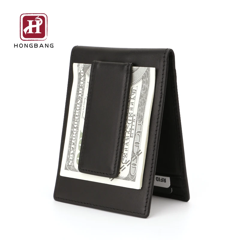 synthetic Leather Slim money clip rfid blocking Handmade magnet wallet men money clip wallets