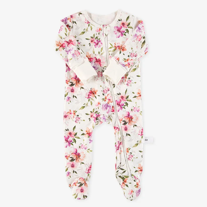 Baby Newborn  cotton rompers baby long sleeve pajamas spring autumn bebe flora printing jumpsuits wholesale clothes