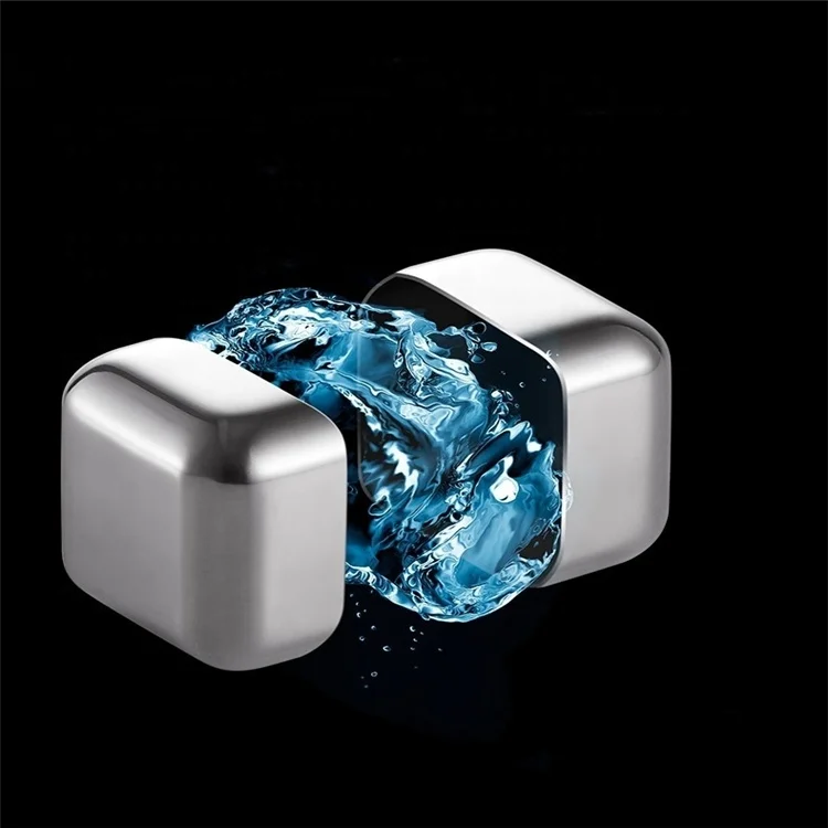 Beverage Food Grade Reusable Chilling Whiskey Stainless steel drinking cool ice cubes Whiskey gift set