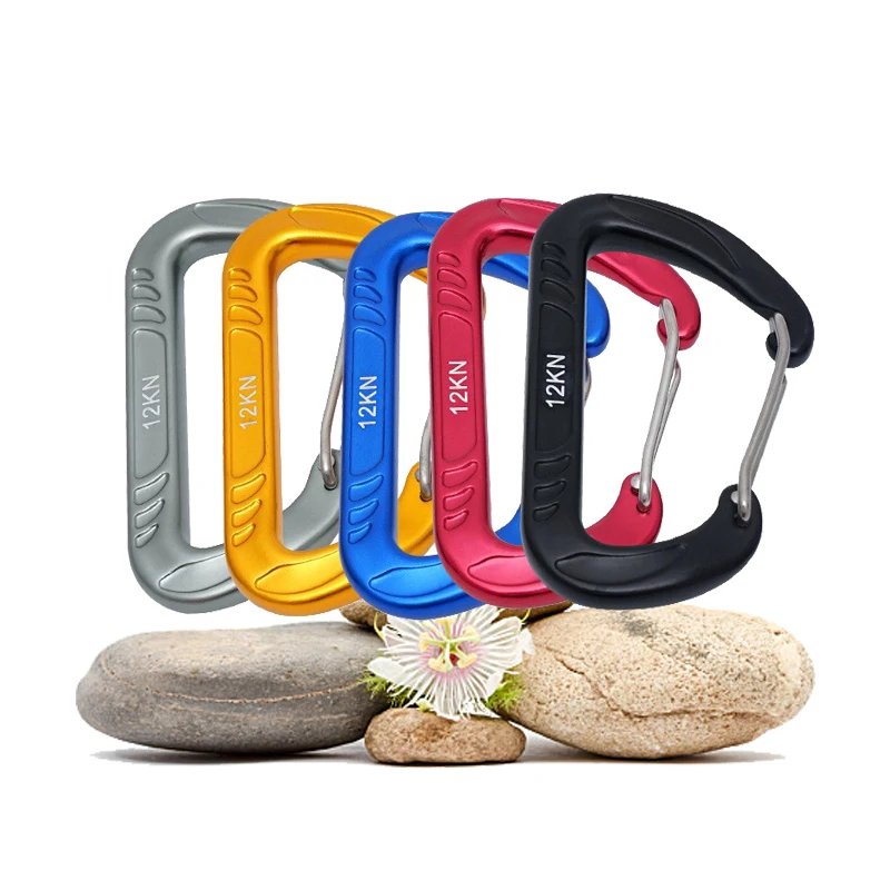 Colorful Custom Black 12kn 5KN Outdoor Activity Black Hooks for Hammock Carabiner Aluminum 7075 Wire Gate Black Carabine