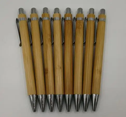Custom logo printed Clip bamboo pen