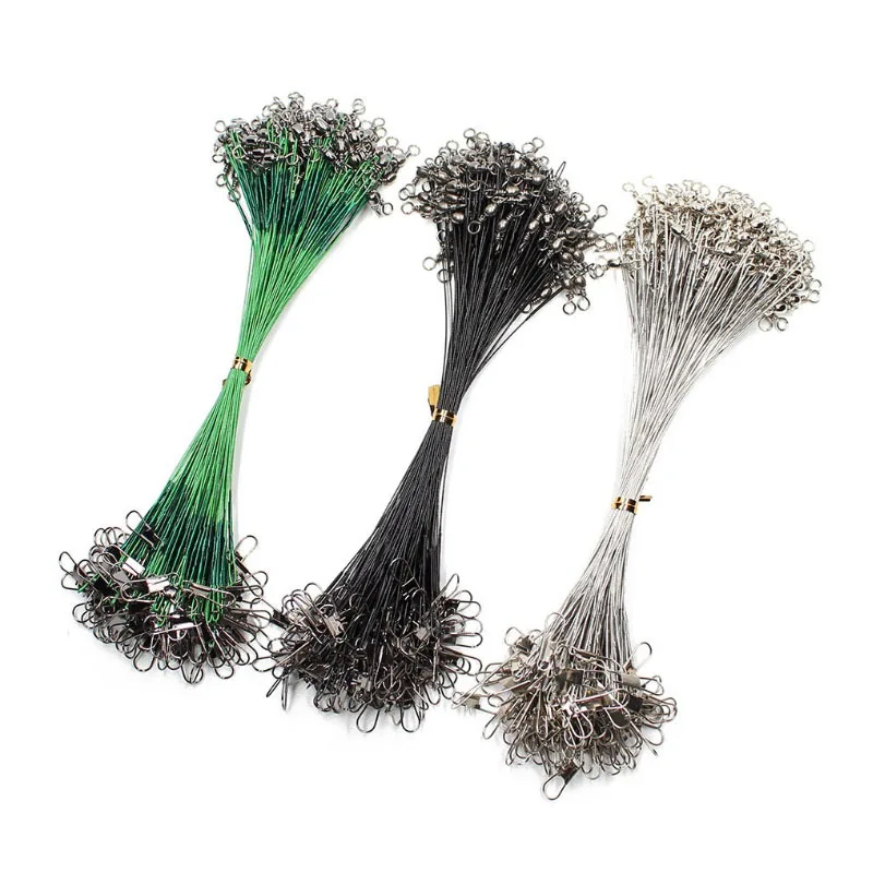 Anti Bite Steel Fishing Line Steel Wire Leader With Swivel Fishing Accessory Lead Core Leash Fishing Wire 15CM-30CM