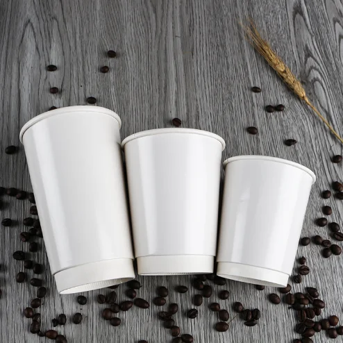 Ethiopia Cafe Biodegradable 8oz 12oz 16oz 20oz Disposable PLA Paper Cups with Single Double Wall Coffee Carton Lid Beverage Use