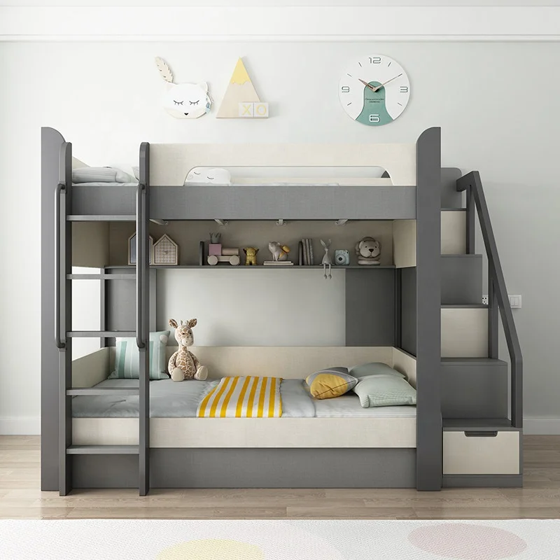 Teens Wood Storage Bedroom Home Wooden Furniture Set Hostel Teenage Toddler Twin Loft Children Girl Bunk Bed For Kids