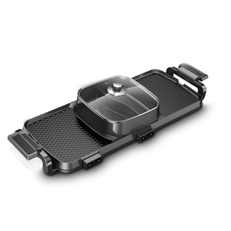 Double control grilling one pot multifunctional non-stick grilling plate darin duck hot pot smokeless grilling pot