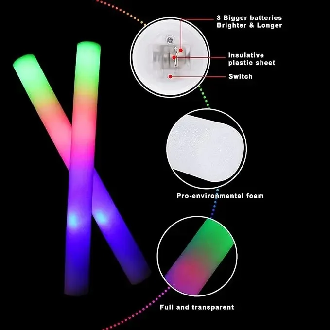 Concert Favor Lighting LED Light Up Foam Stick RGB
