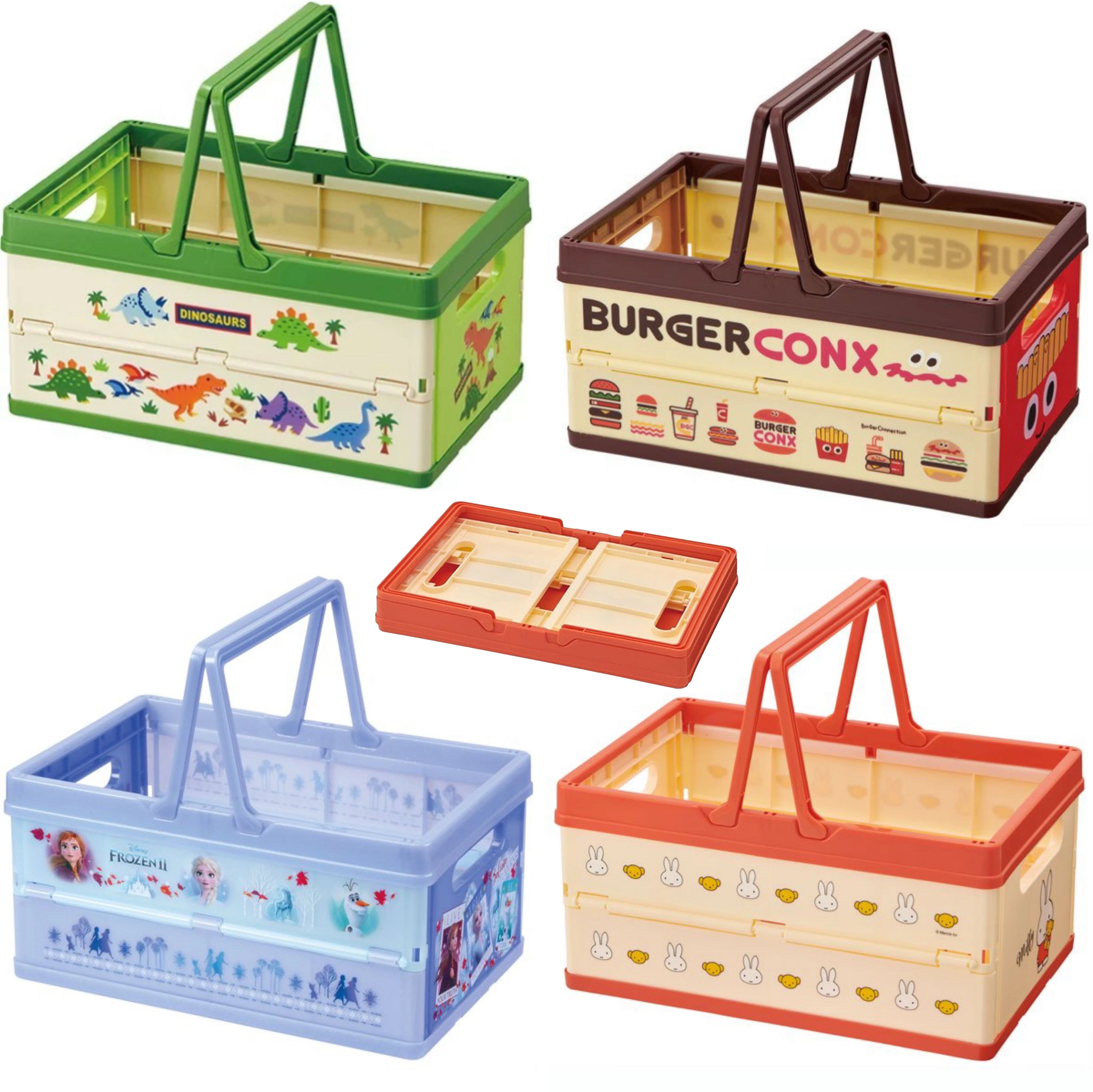 cute cartoon printing Collapsible Storage Foldable Plastic Basket for children toy storage Basket stackable crate