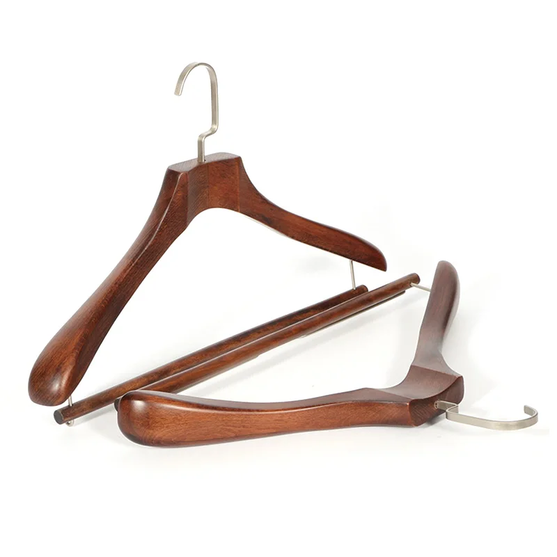 Supplier Custom 38cm Wooden Women Coat Hangers for Clothes Black