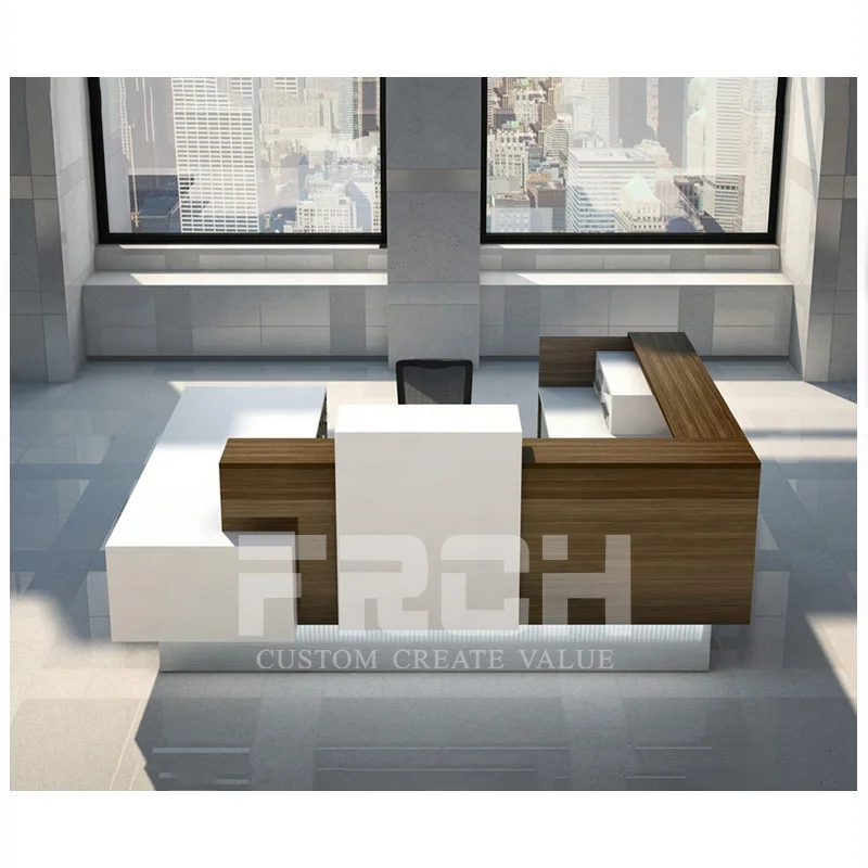 Customized Modern Office Counter Reception Table Front Clinic Hotel Reception Desk with Drawer
