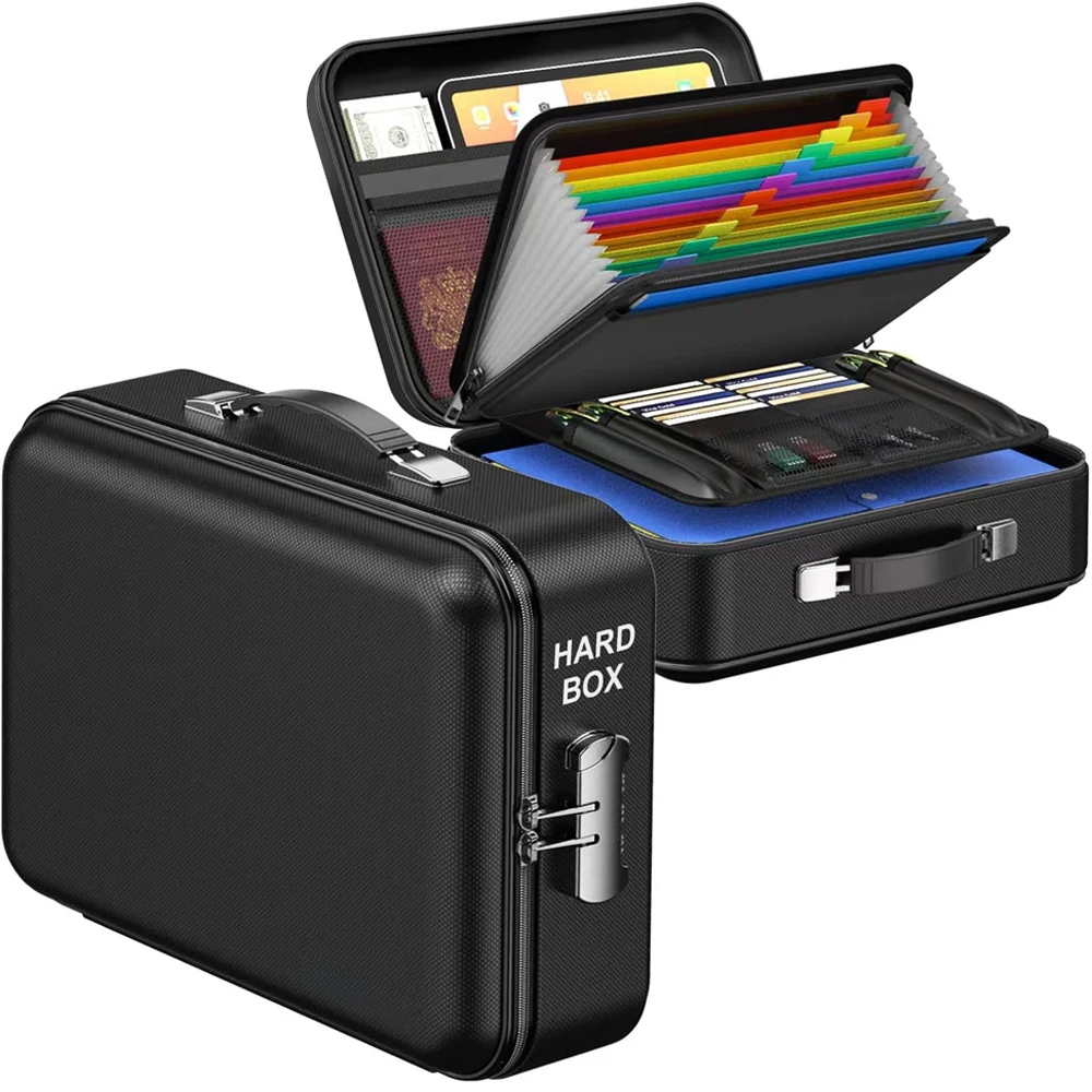 Fireproof Document Organizer Multifunctional Three-layer Large Capacity Laptop Bank Card File Certificate Fireproof  Case