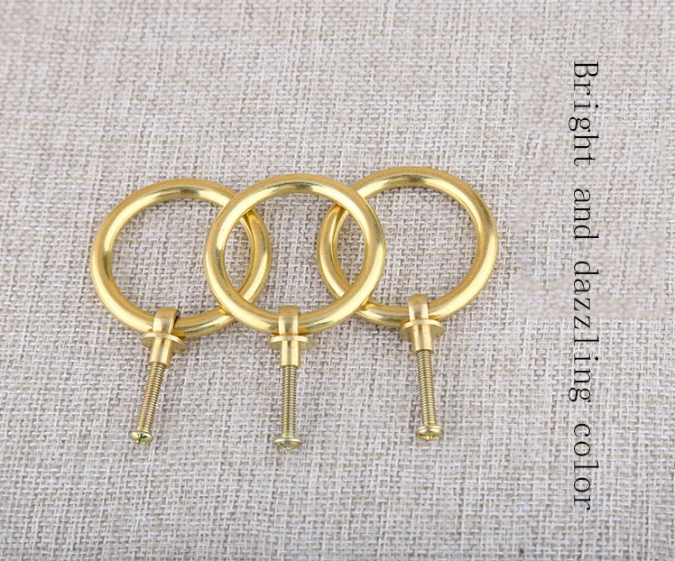 Zhuoqi Furniture drawer small handle simple pure copper solid pull ring medicine cabinet tea pot round handle