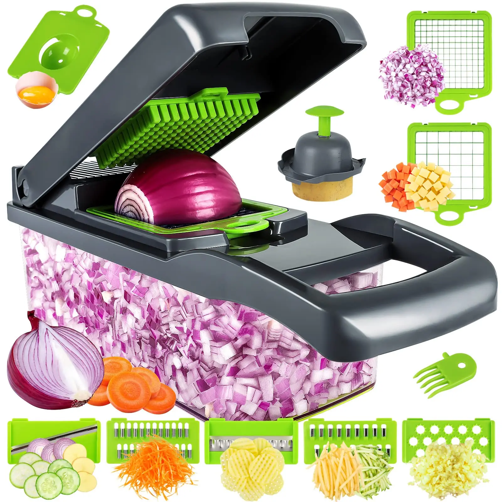 2023 Hot Sell Kitchen Accessories 12 In 1 Food Slicer Multifunctional Tool Fruit Potato Onion Mandoline Vegetable Cutter Chopper