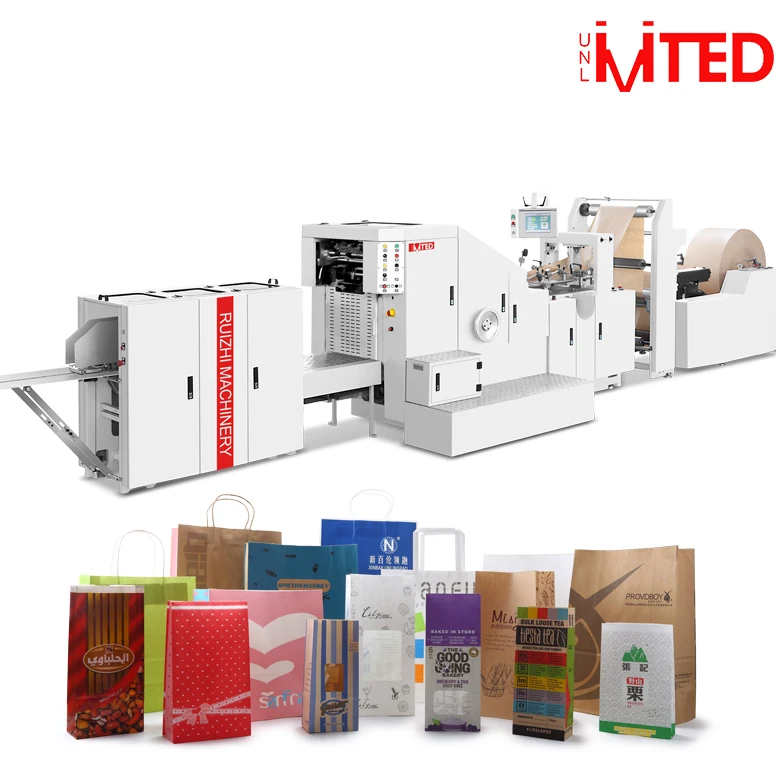 Bakery paper bag making Machine For Food , Snacks , Chocolates , Cakes Automatic paper bag production line