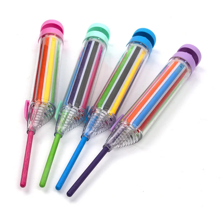 8 Colors rotate 8 in 1 color crayon Multi-color Retractable press pen Push Type crayon Creative For Kids Graffiti Painting